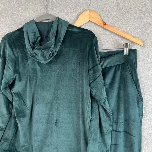 Royal Matrix 2 Piece Velour Tracksuit Women's Size M Green Full Zip Pull On Pant - Picture 8 of 9